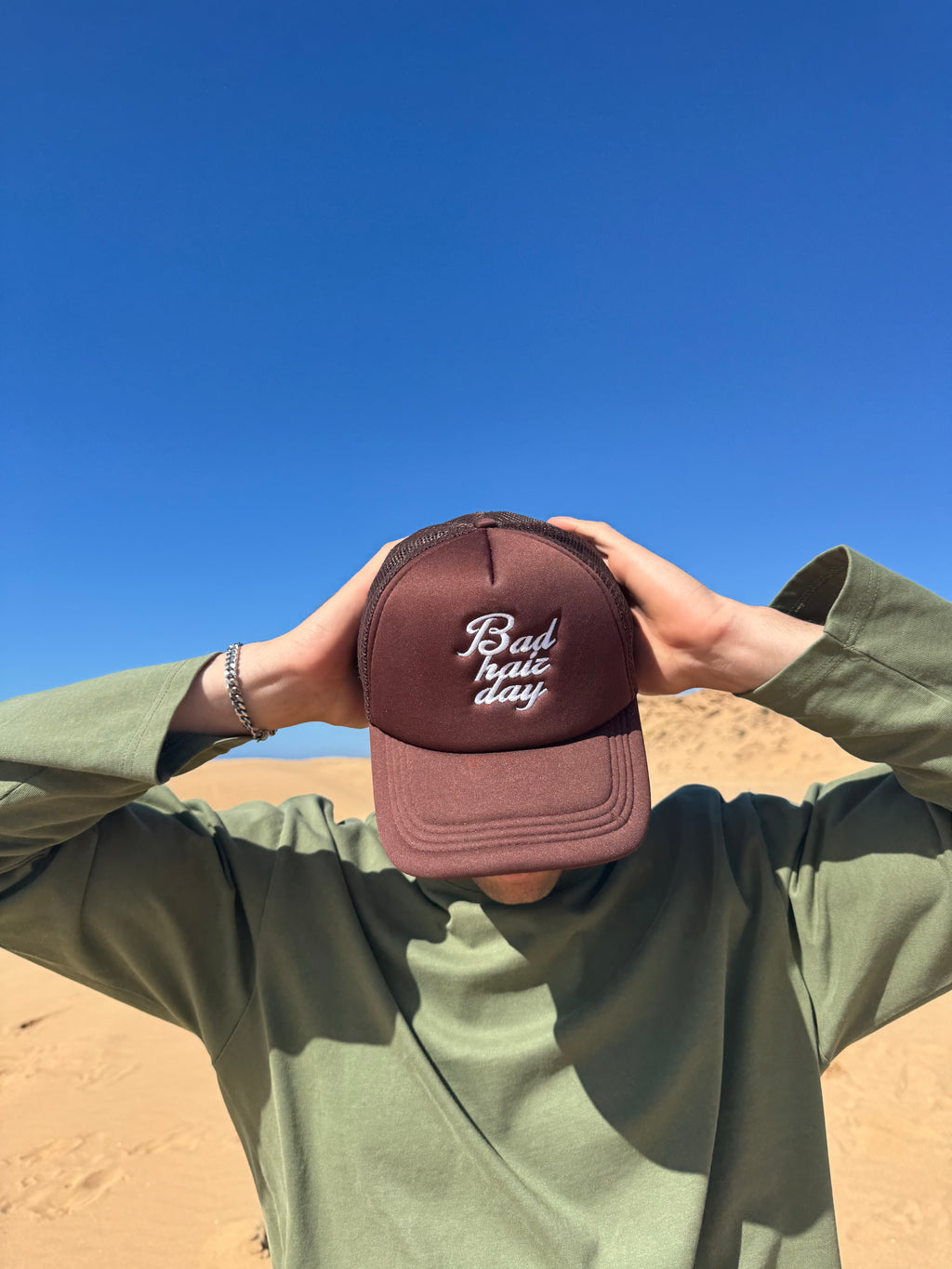 "Bad hair day" Brown Trucker Hat