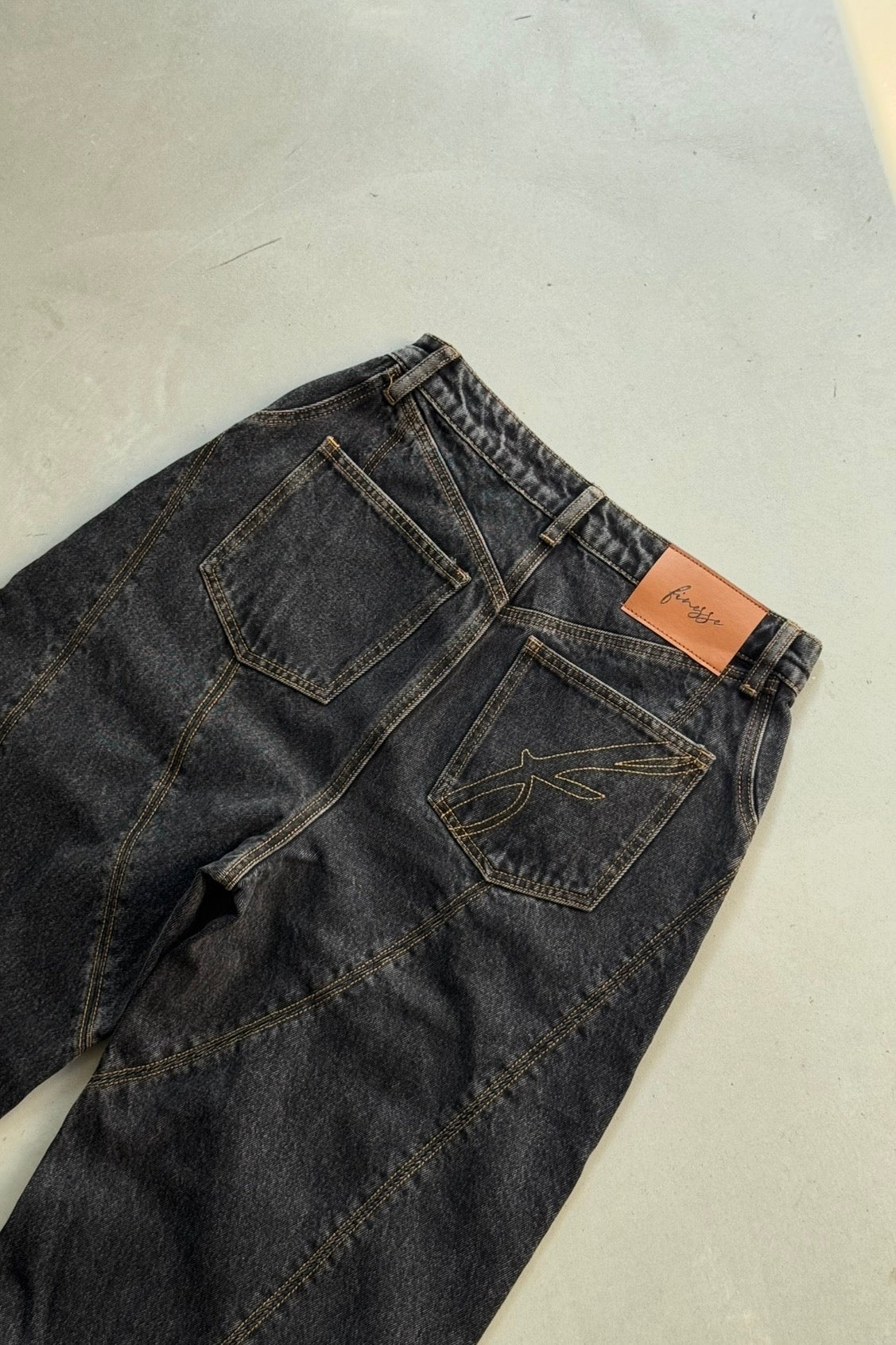Black Washed Denim Pants